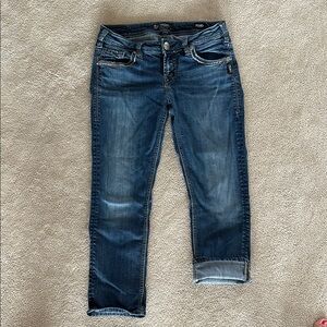 Silver Aiko Fluid Mid Capri jeans